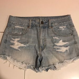 Washed denim rip shorts